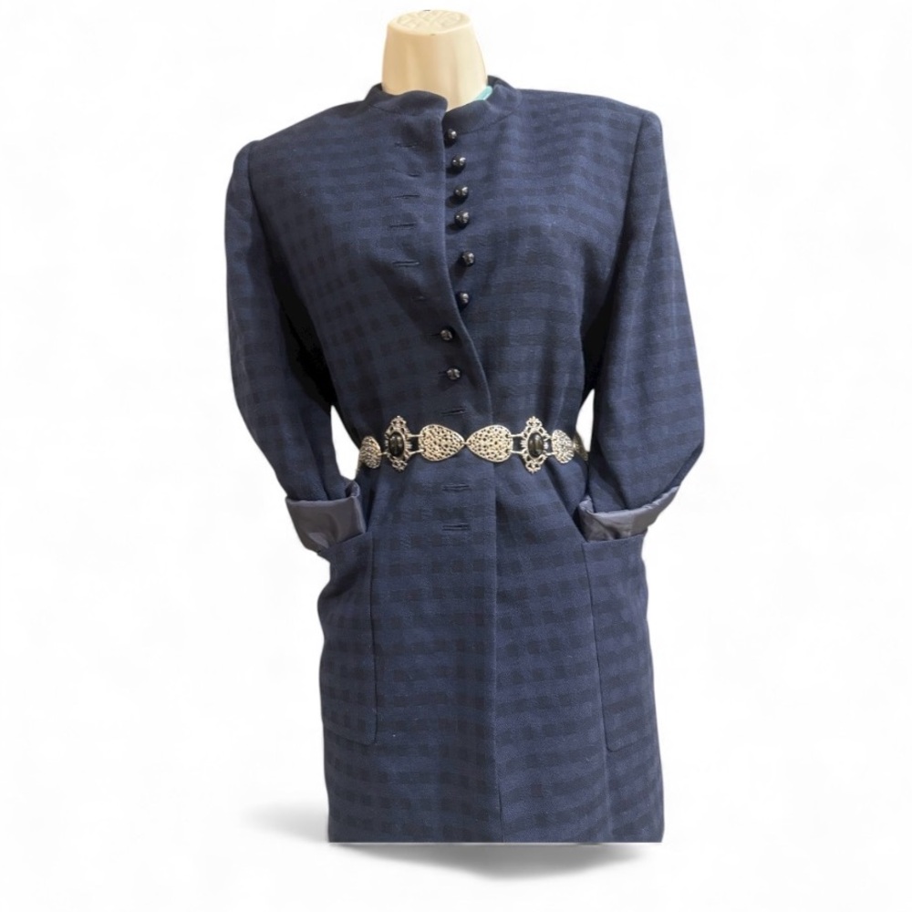 Dior Blue Checkered Blazer- Preowned Size 9 Pit 2 Pit 20 Inches